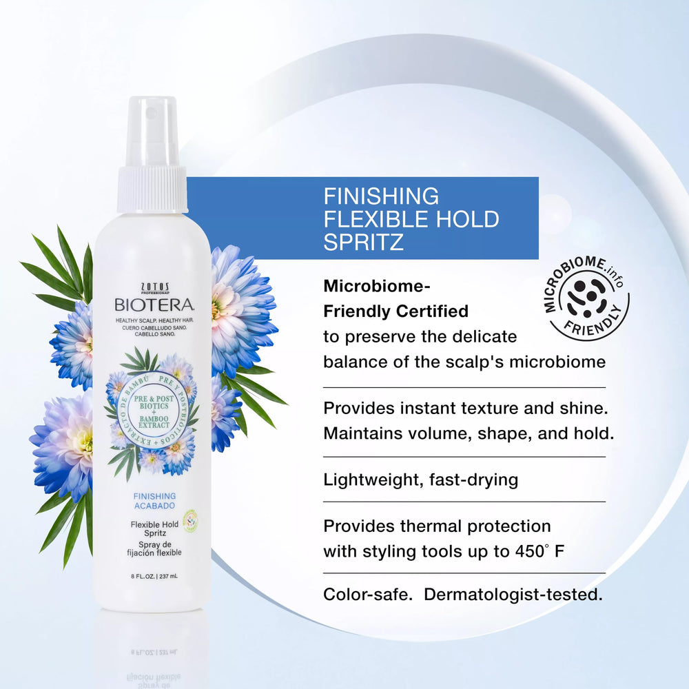 Biotera fijación flexible mantiene volumen y forma del peinado