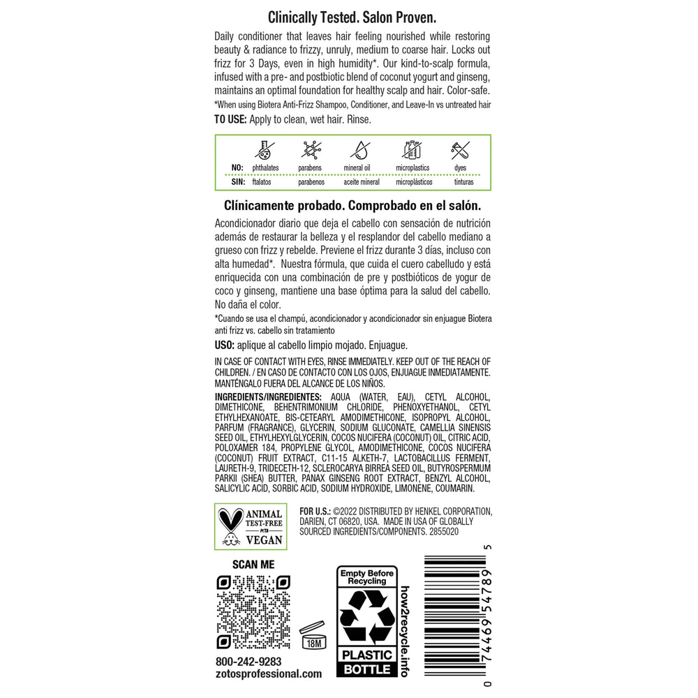 Acondicionador vegano Biotera, libre de crueldad.