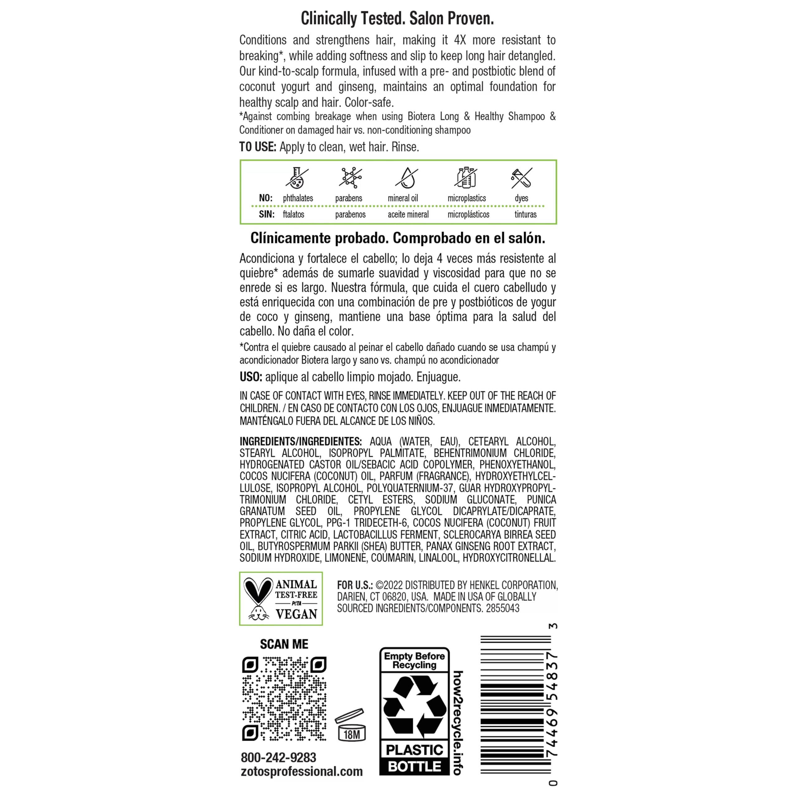 Biotera Long & Healthy Condicionador: crema sedosa que reduce tirones