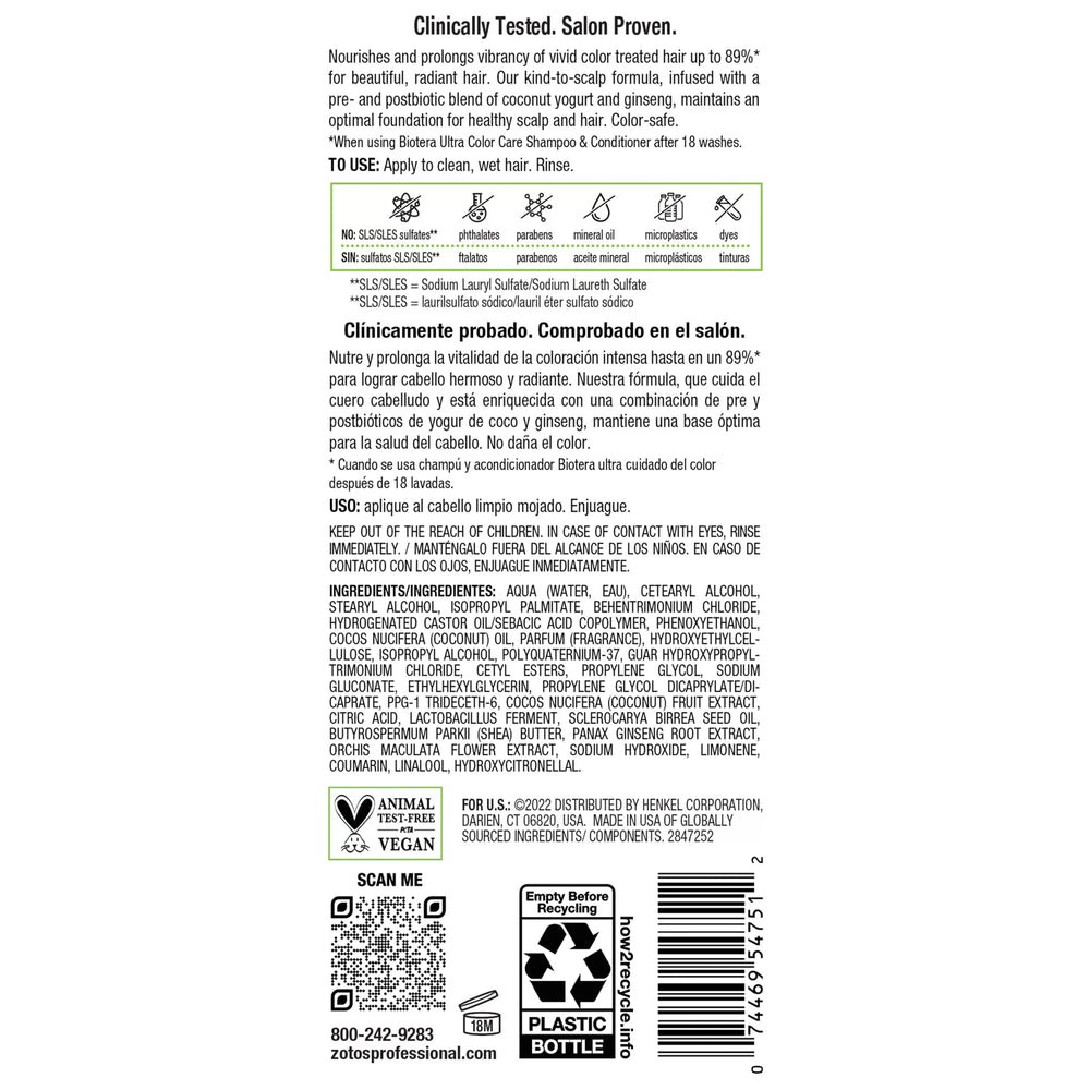 Biotera Ultra Cuidado del Color: uso diario para mantener cuero cabelludo saludable