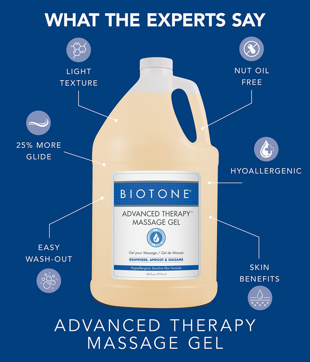 BIOTONE gel application with apricot, sesame, grapeseed oil blend for moisturized skin