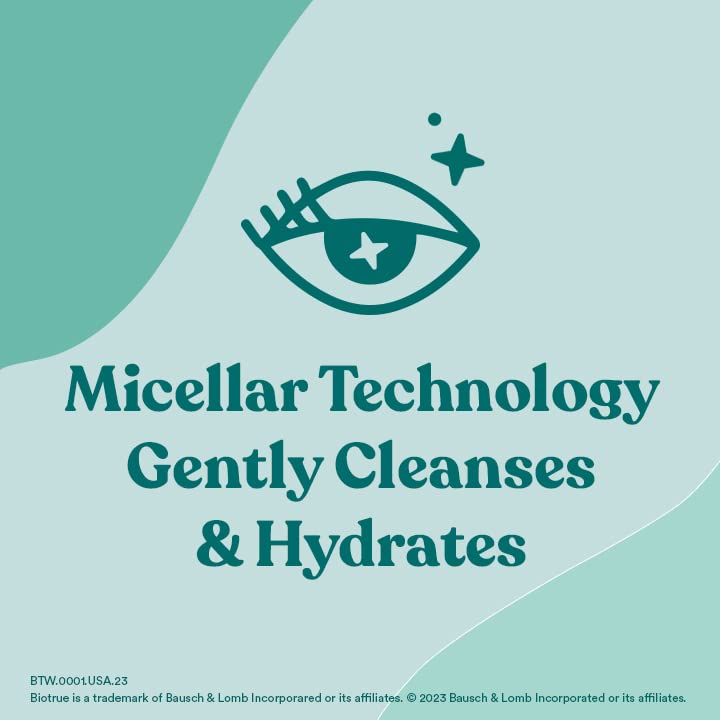 Biotrue toallitas oculares micelares, aplicación suave en el párpado para eliminar residuos.