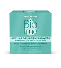 Biotrue toallitas oculares micelares, empaque de 30, práctico para uso diario.