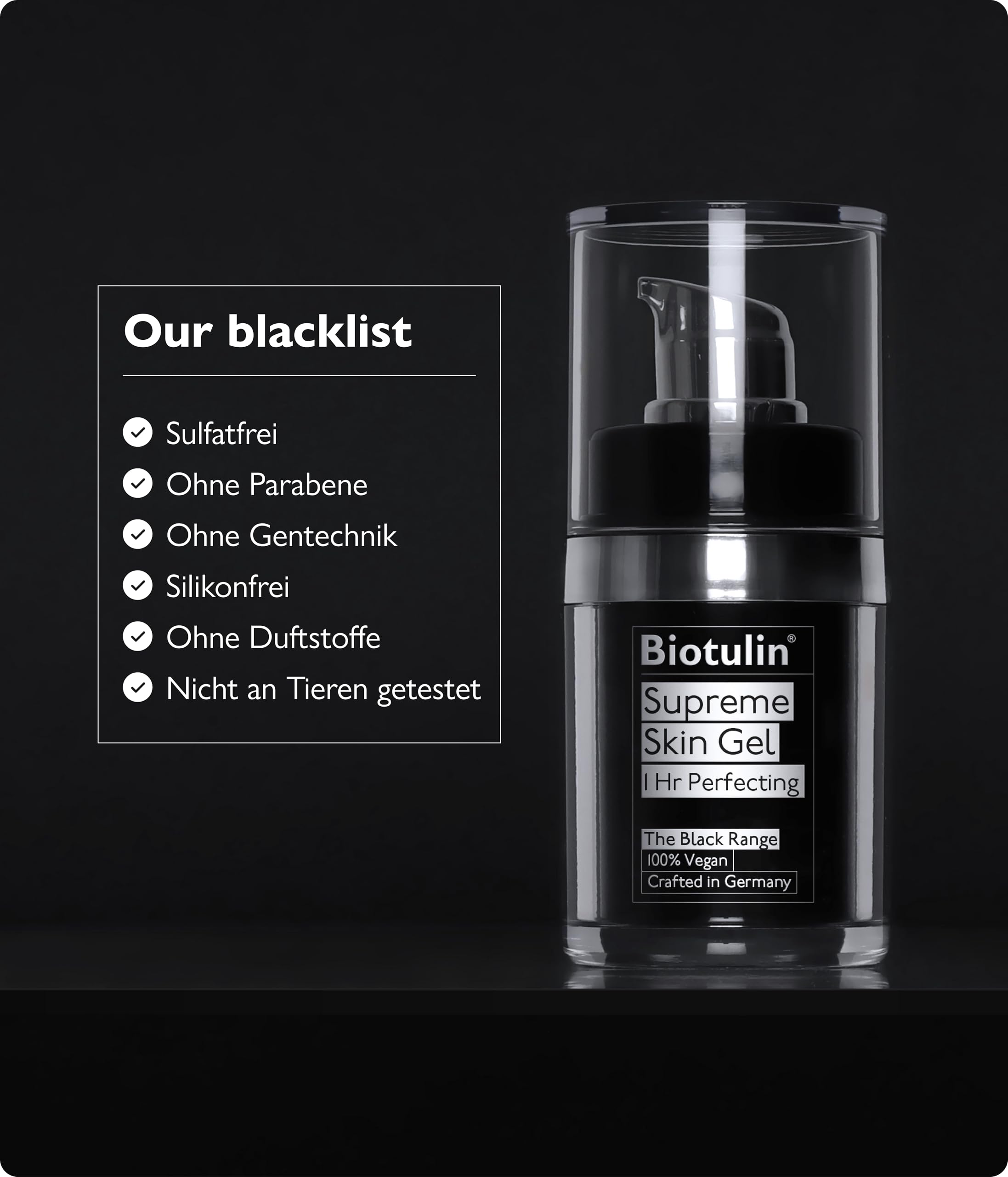 Biotulin Supreme Skin Gel with hyaluronic acid for hydration and plumping.