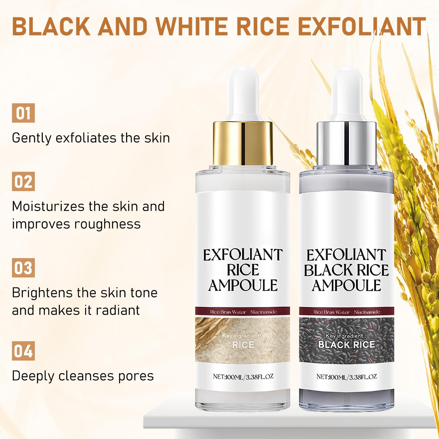 Birunwer exfoliante de arroz blanco ilumina y unifica el tono de la piel.