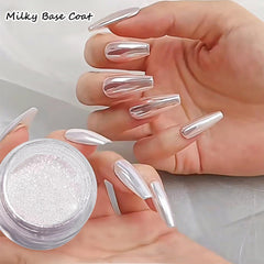 Polvo cromo BISHENGYF, aplicación fácil en uñas naturales.