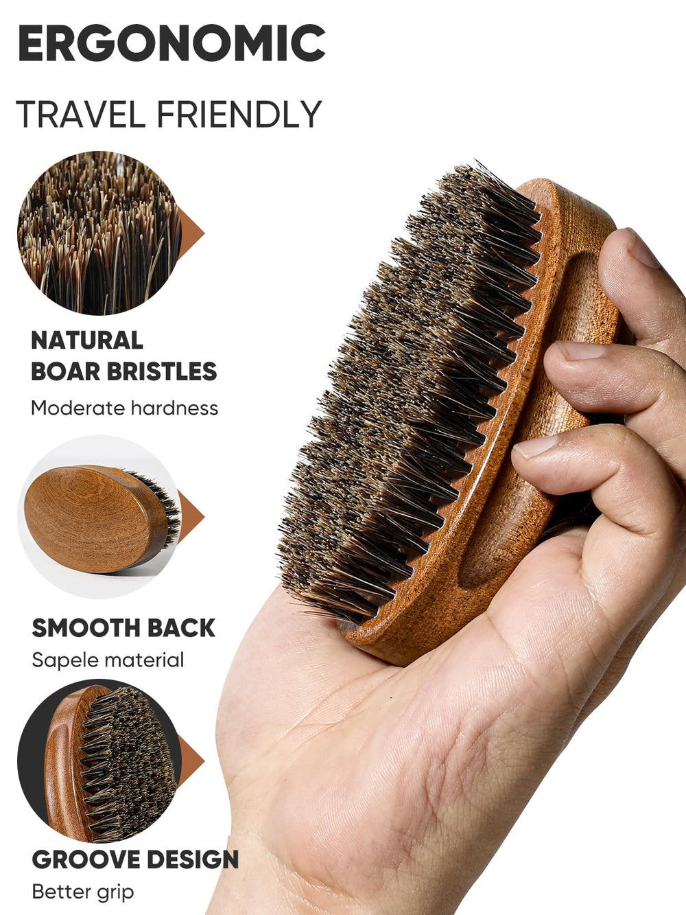 Bituemly sandalwood pocket beard comb set for polished styling