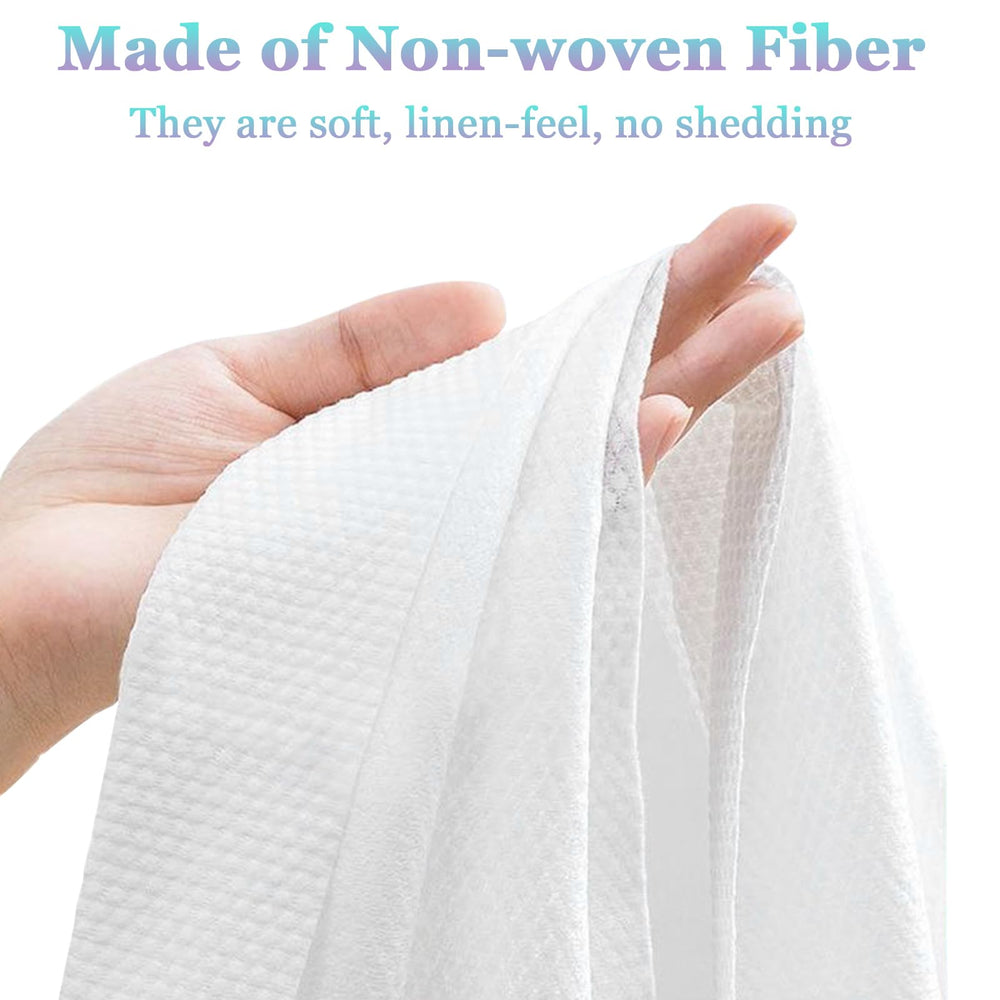 Biubumtu disposable bath towel unfolded shows large 19.7 by 27.6 inches.