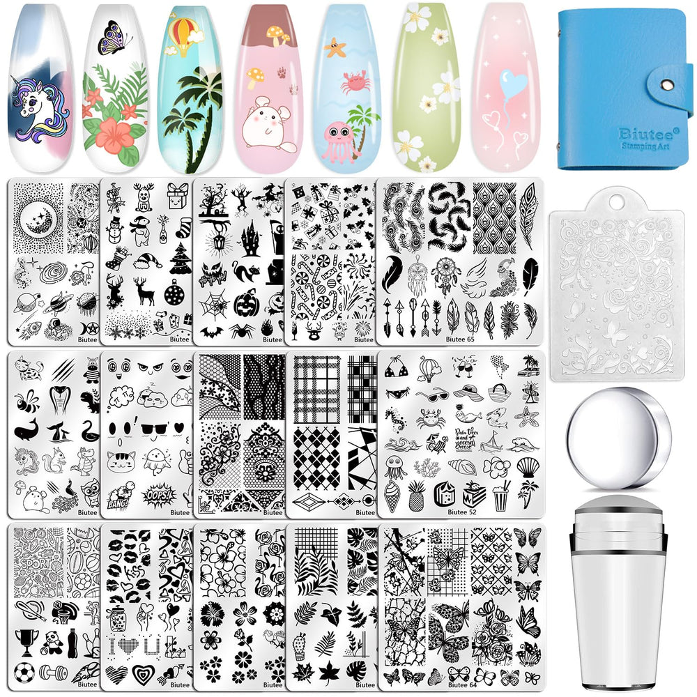Biutee placas de estampado para uñas con 15 diseños variados