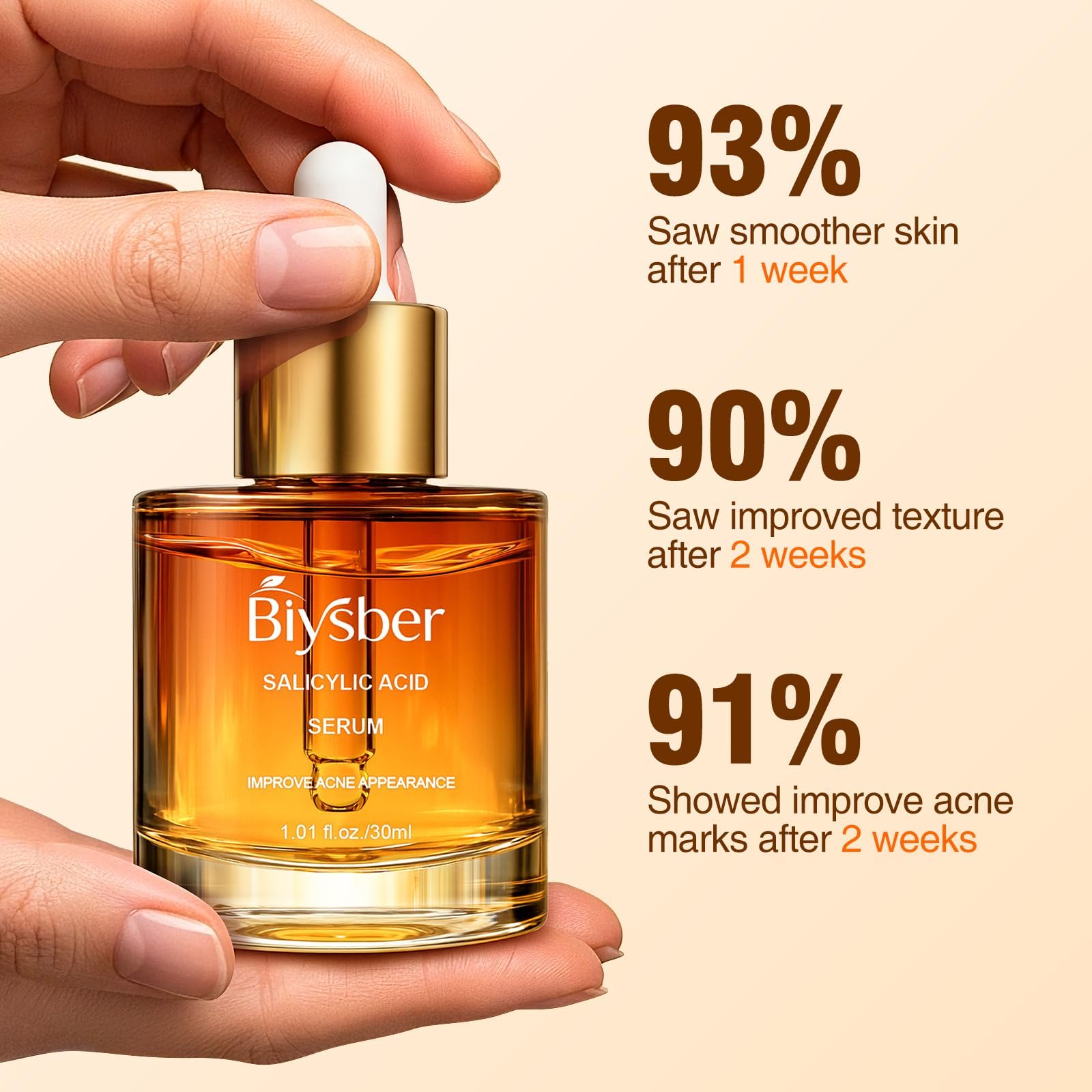 BIYSBER serum being applied to the face for balanced shine.