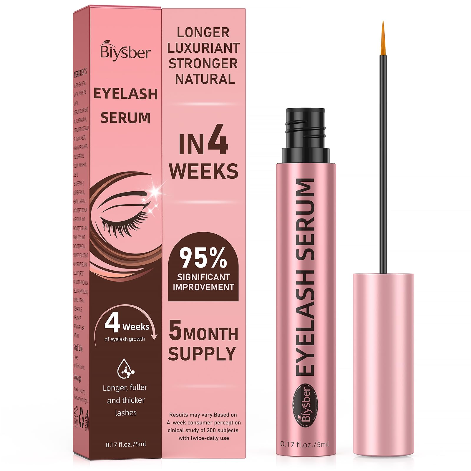 Biysber Lash Serum bottle closeup showing premium packaging for lash growth