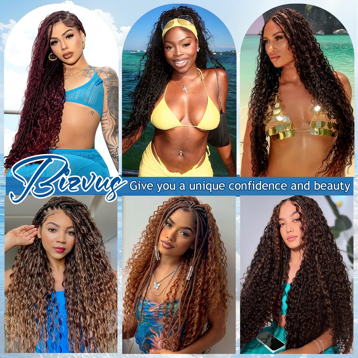 BIZVUS natural color extensions blend easily for custom boho looks.