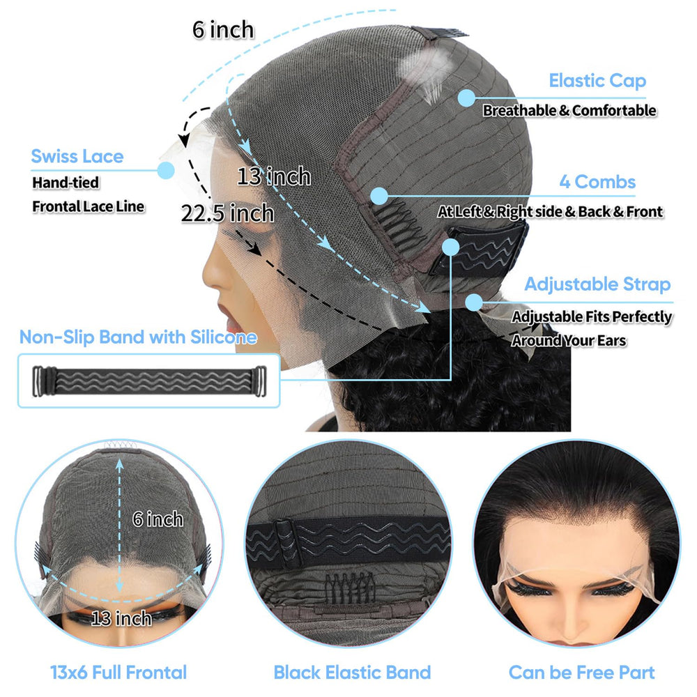 BJVT Swiss lace frontal wig ear-to-ear with versatile parting options.