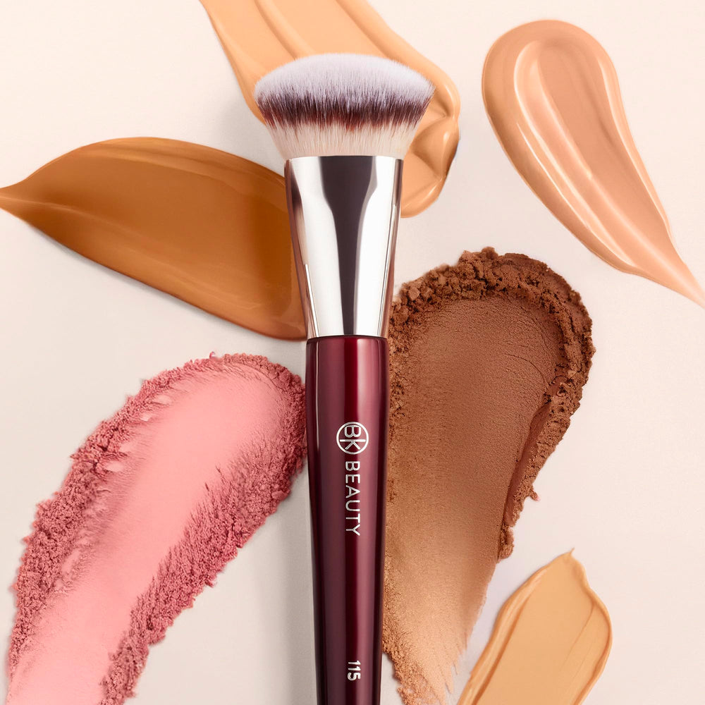 BK BEAUTY 115 multi-task brush enhances foundation, contour, or bronzer for a cohesive look.
