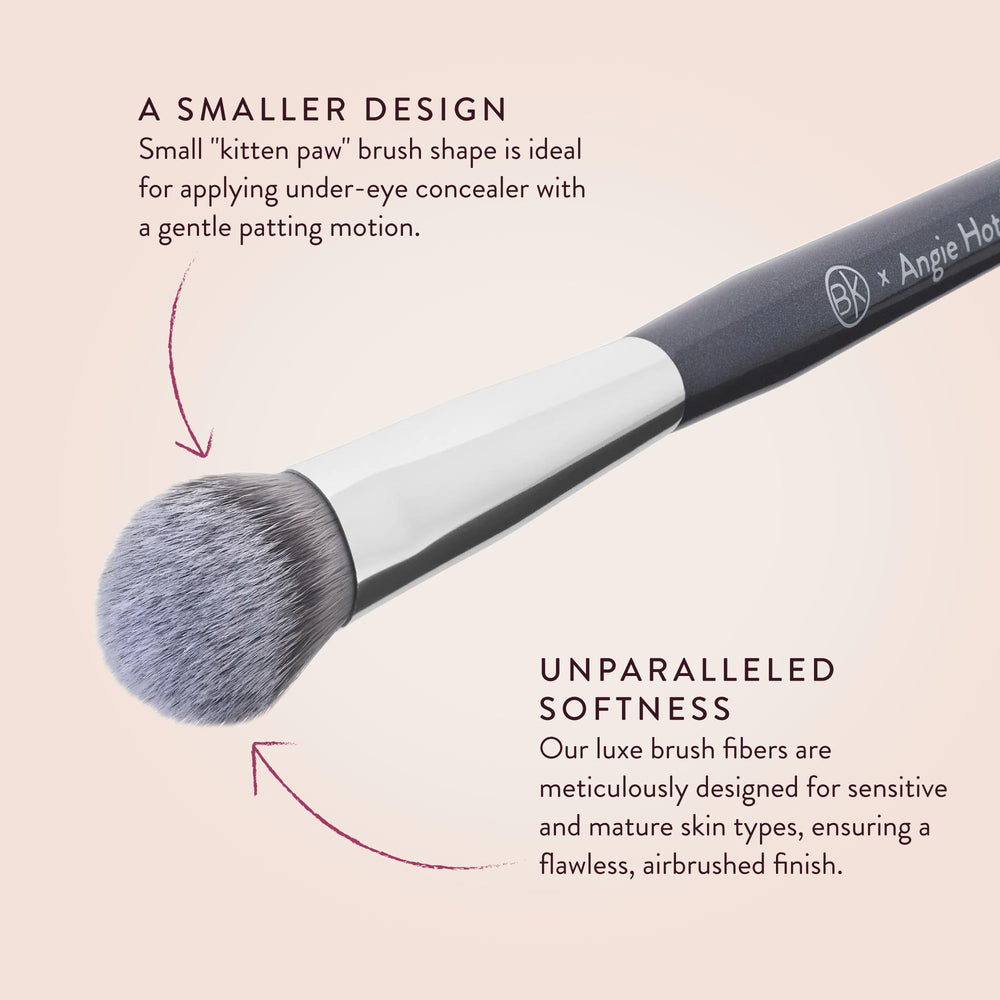 BK Beauty Angie A506 versatile brush for concealer, highlighter, and contour in hard-to-reach areas.