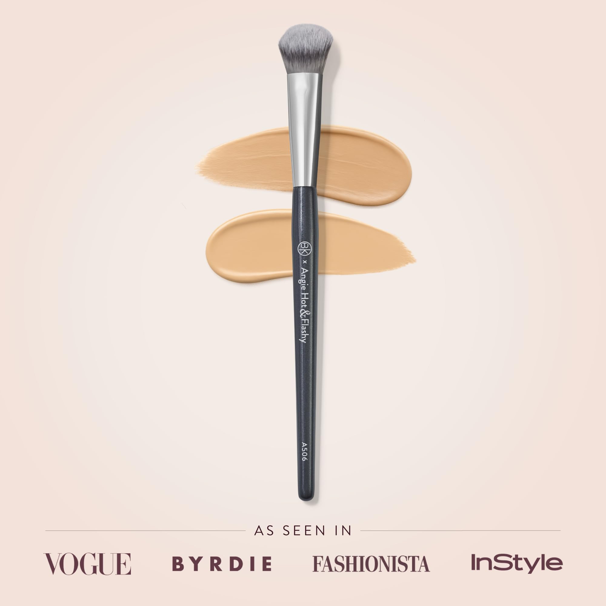 BK Beauty Angie A506 under-eye concealer brush enables controlled application and seamless blending.