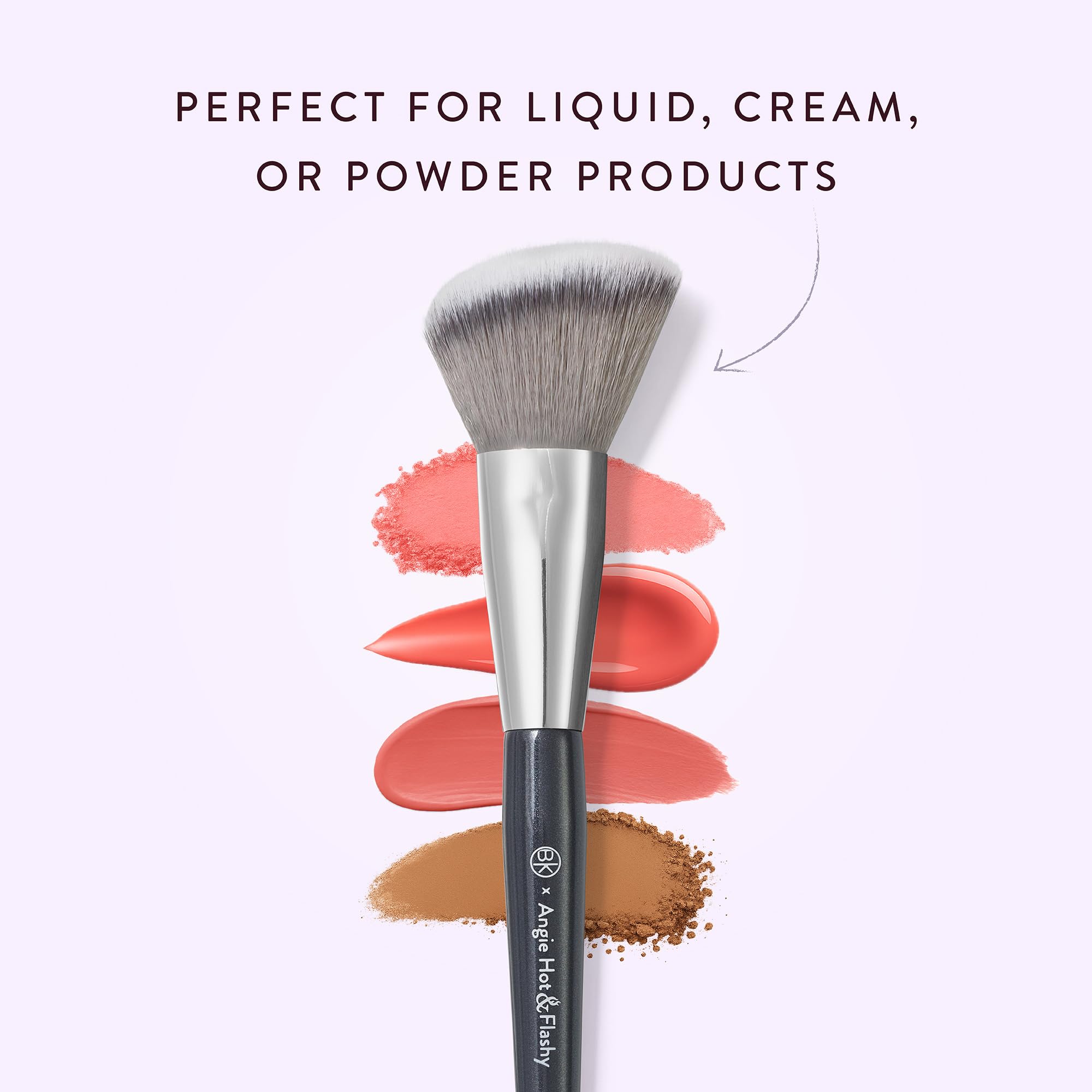 BK BEAUTY Angie Hot and Flashy A507 multi-task face brush offers versatile cheek coverage.