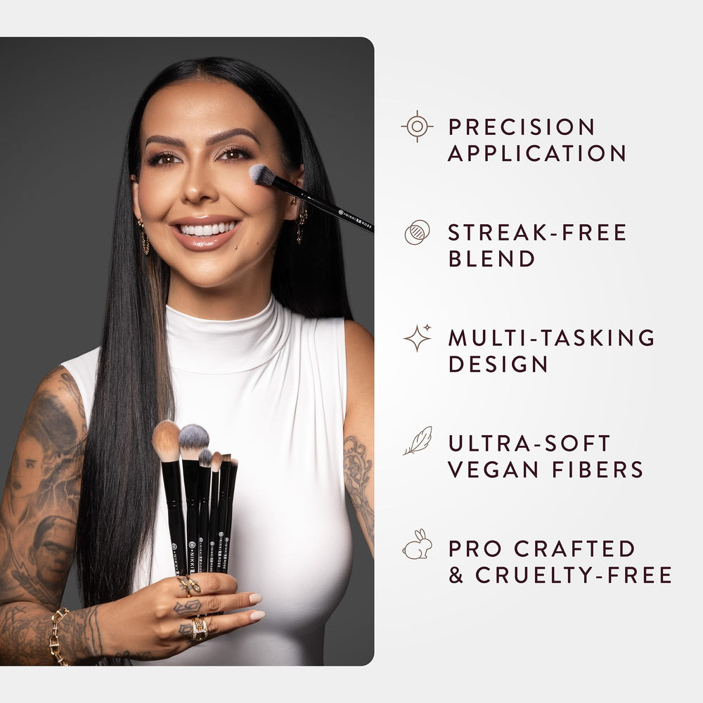 BK BEAUTY Nikki La Rose N14 vegan bristles offer soft, cruelty-free blending across formulas.