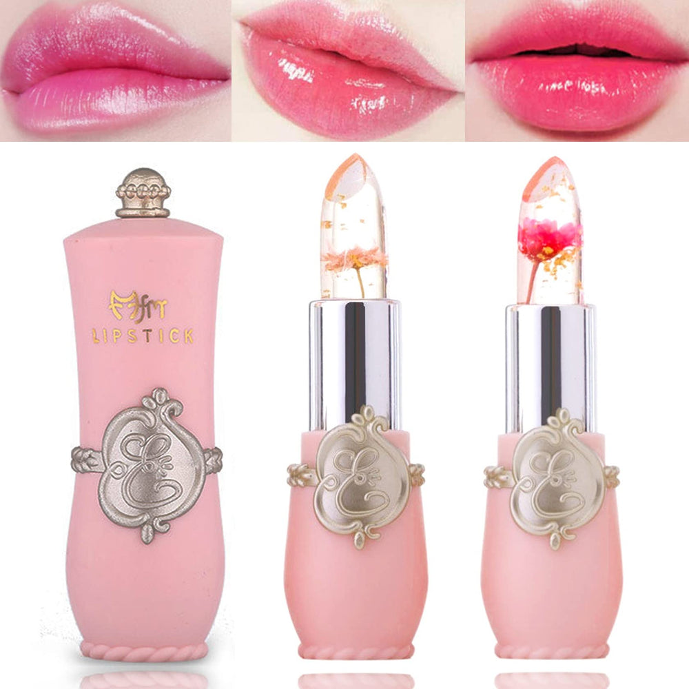 BKPPLZP flower jelly lipstick set swatch showing color-changing effect