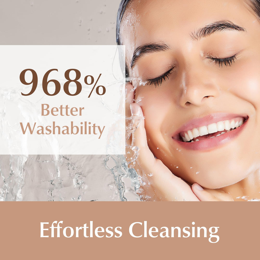 Lash extensions under water splash illustrating waterproof protection.