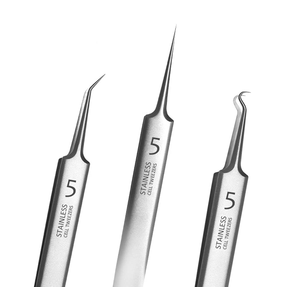 BLAAROOM professional tweezers close up with precision tip for deep pore access.