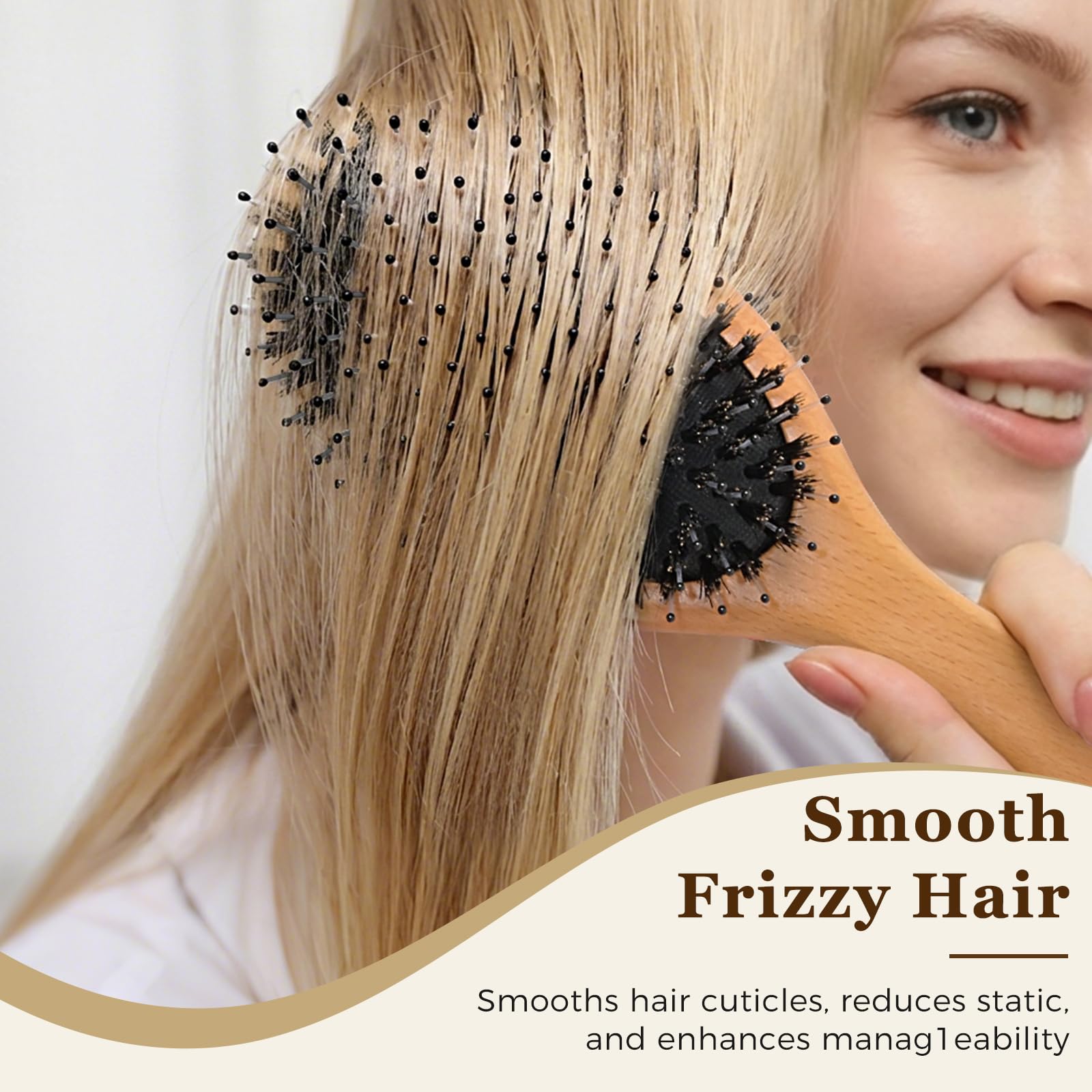 BLACK EGG brush helps reduce frizz and add shine