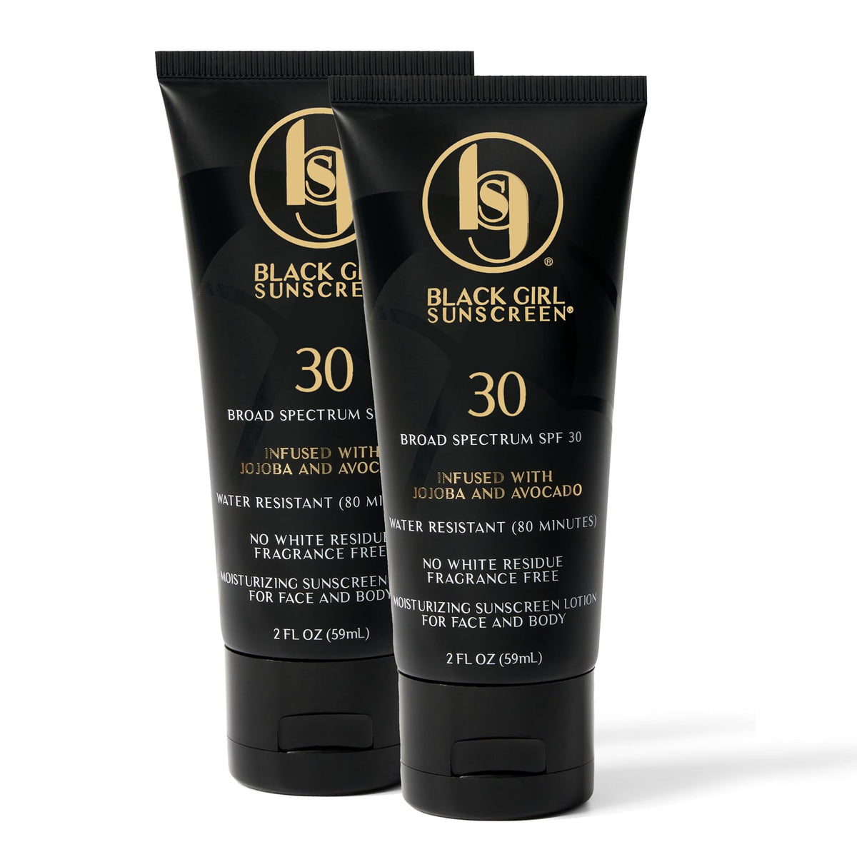 BLACK GIRL SUNSCREEN en bote frontal para uso diario en rostro y cuerpo.
