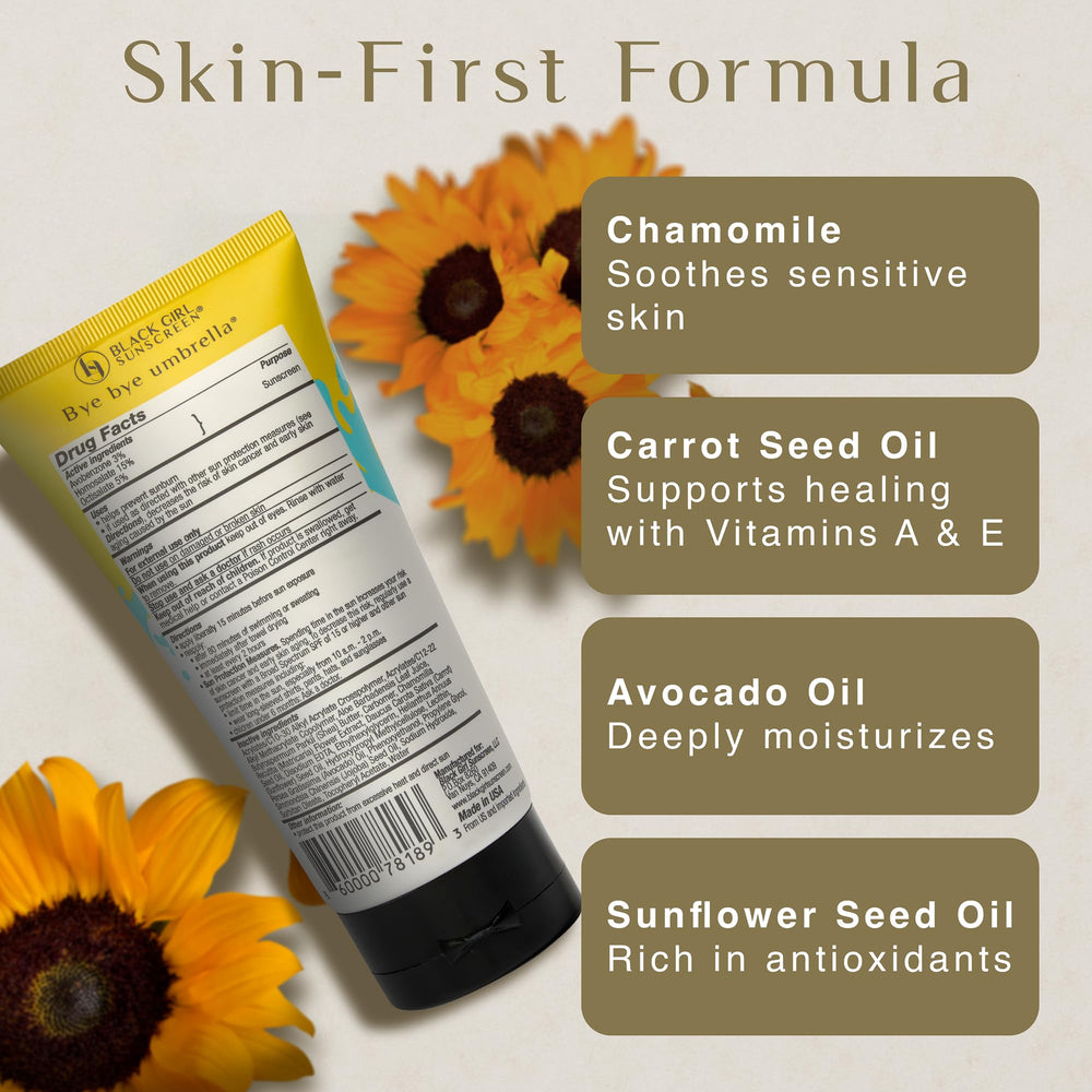 BLACK GIRL SUNSCREEN Kids usa ingredientes seguros, sin parabenos ni fragancia.