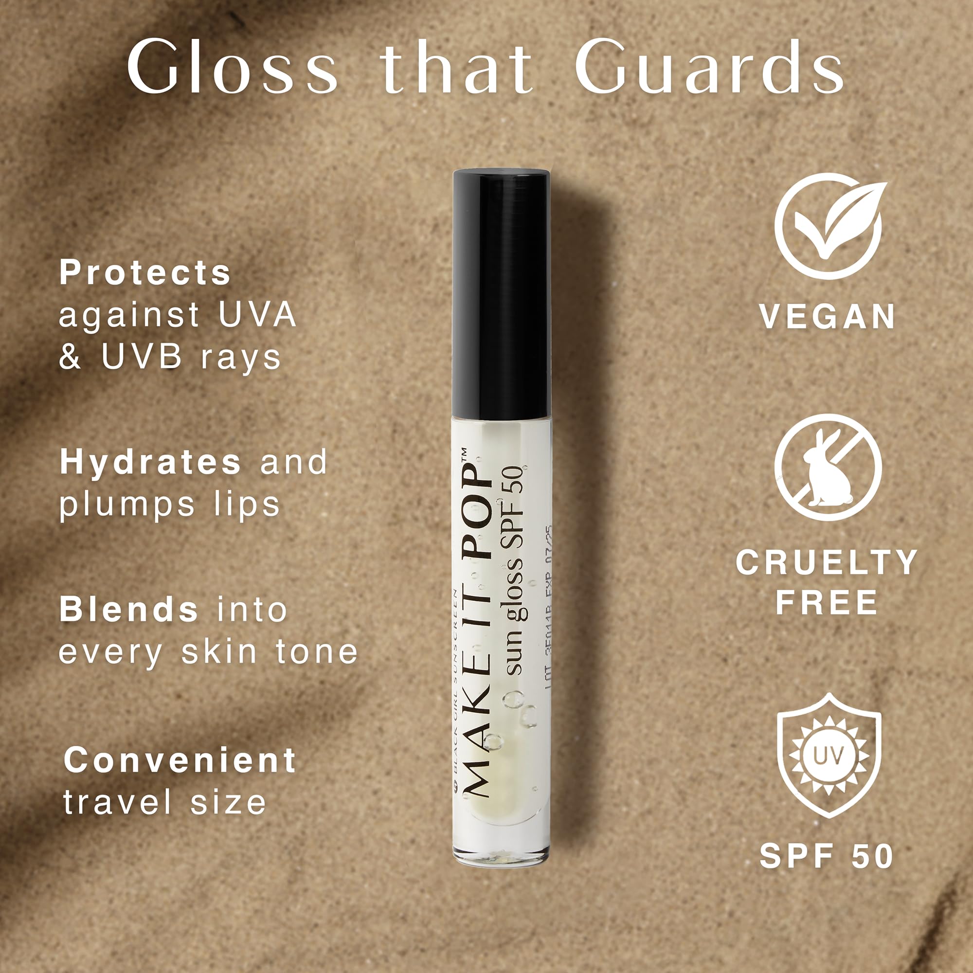 BLACK GIRL SUNSCREEN Make It Pop Sungloss Acabado radiante para un look protegido