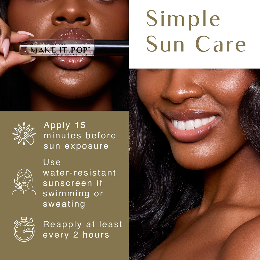 BLACK GIRL SUNSCREEN Make It Pop Sungloss Aplicación rápida antes de salir