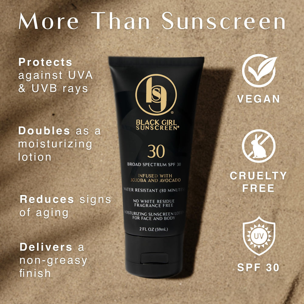 BLACK GIRL SUNSCREEN textura sin residuo, protección SPF30 para todos los tonos