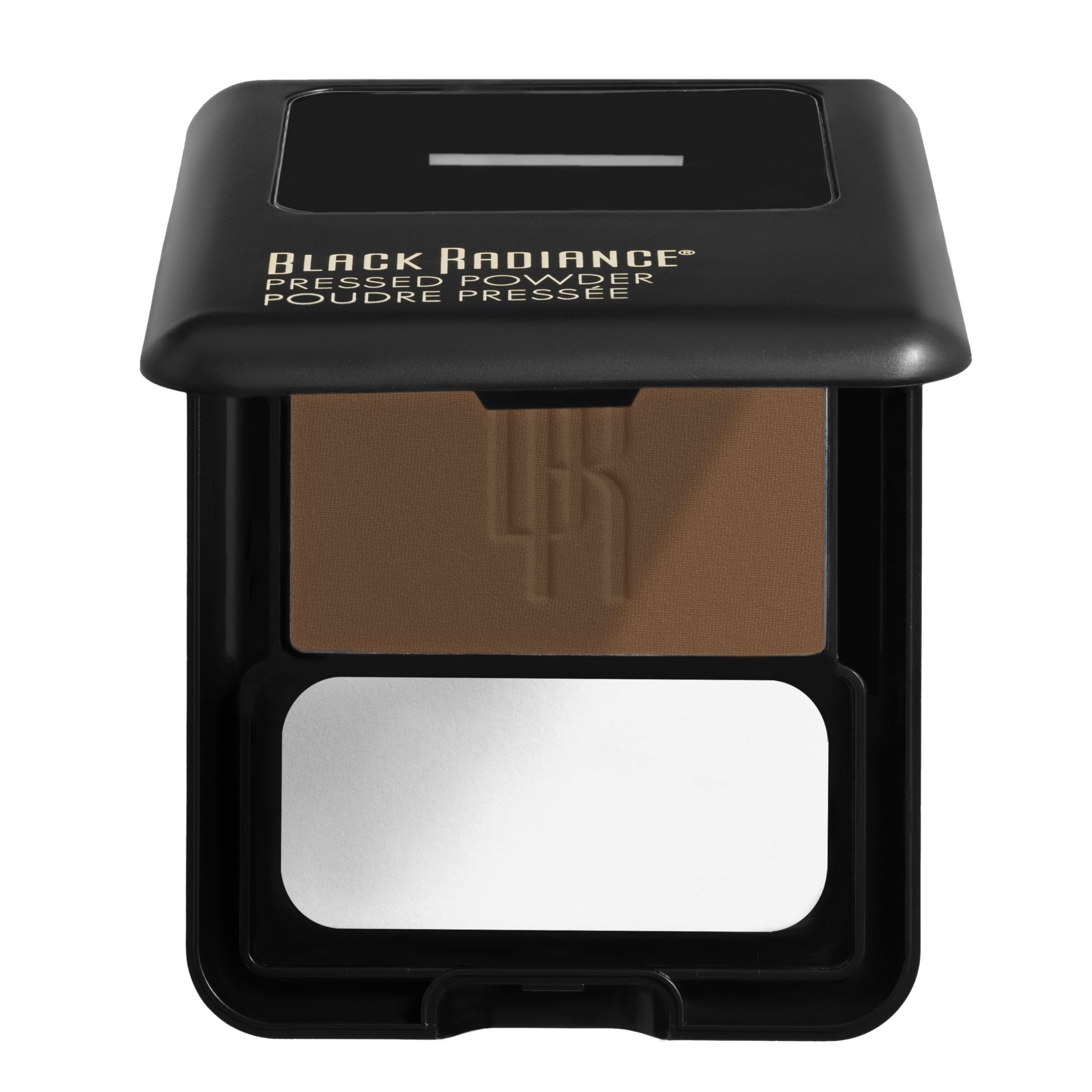 Black Radiance compact with mirror designed for on-the-go touch-ups.