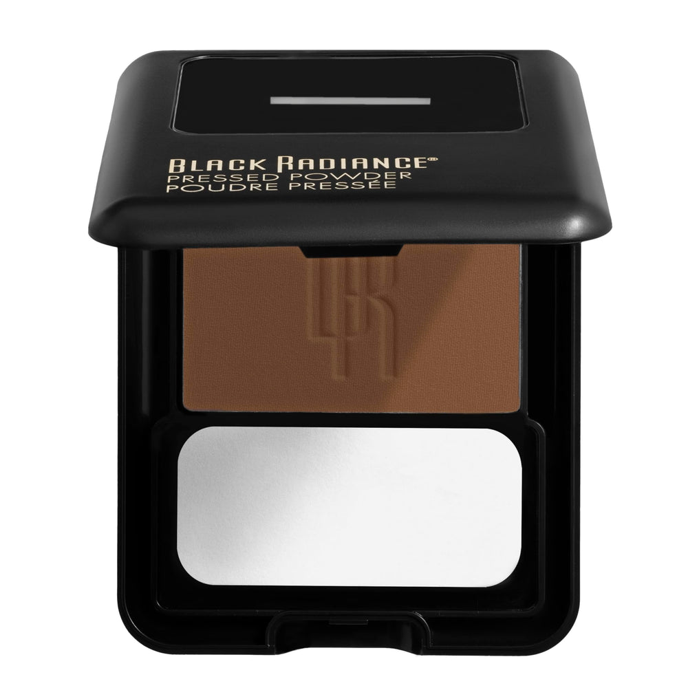Black Radiance compact with mirror designed for on-the-go touch-ups.