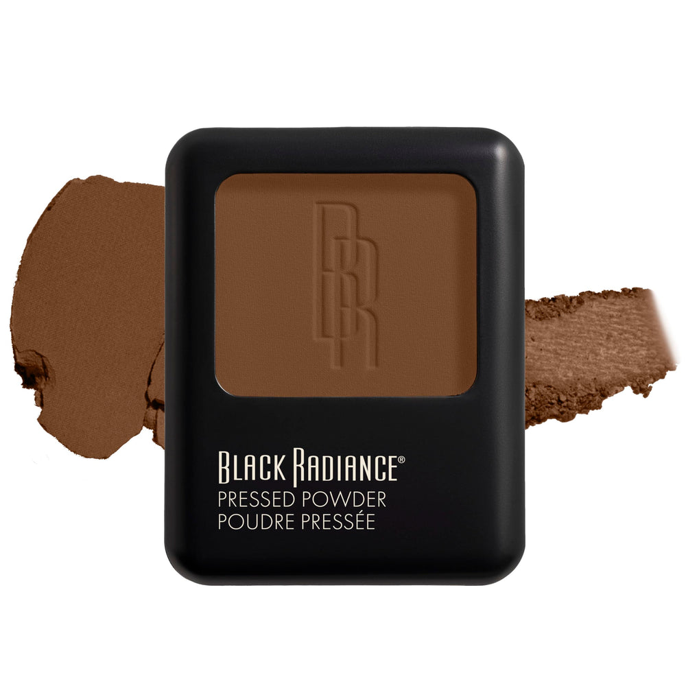 Black Radiance pressed powder compact with mirror for oil absorption on deep skin