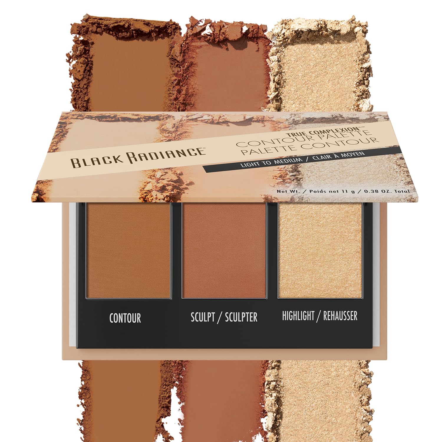 Black Radiance True Complexion Contour Palette closed view shows versatile shade trio for sculpting