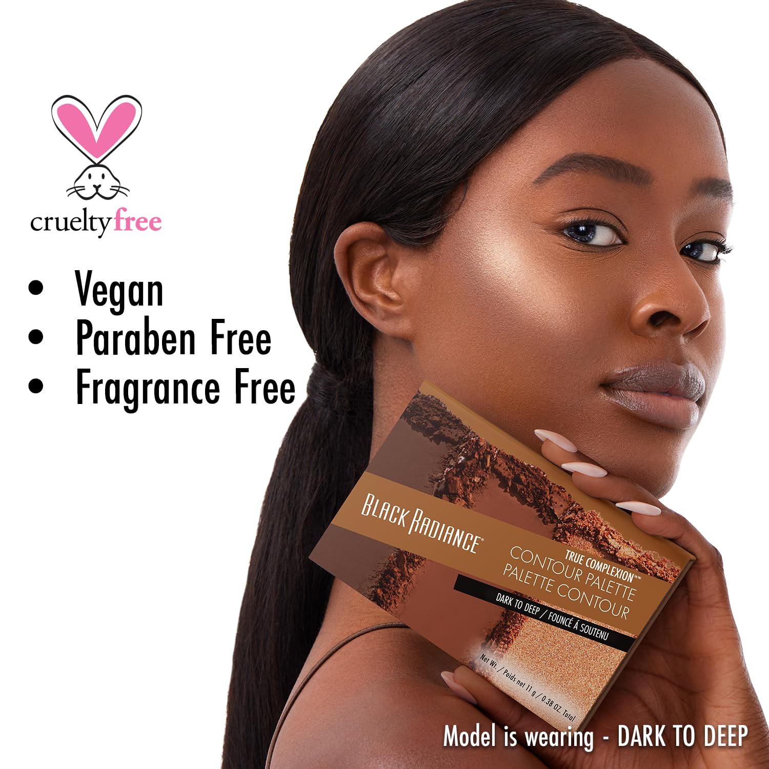 Black Radiance contour kit offers versatile shades for daily contour, bronzing, and highlighting.