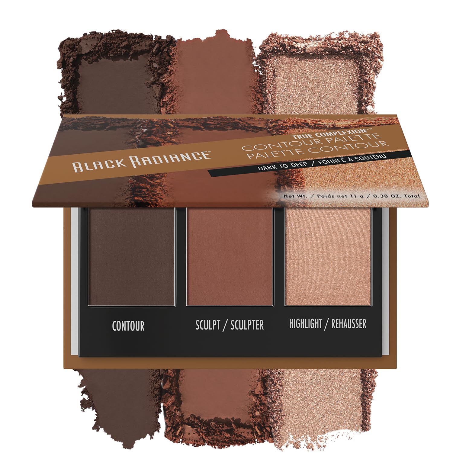 Black Radiance True Complexion Contour Palette packaging shows range of shades for deep tones