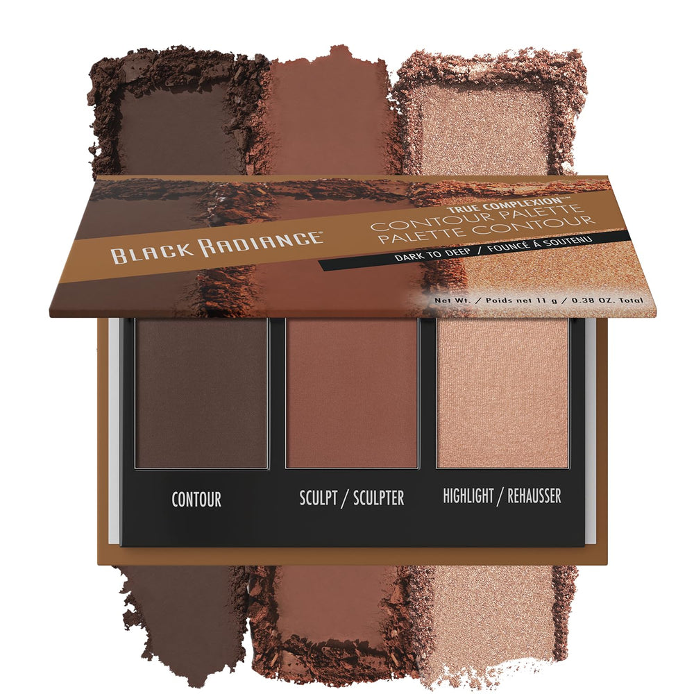 Black Radiance True Complexion Contour Palette packaging shows range of shades for deep tones