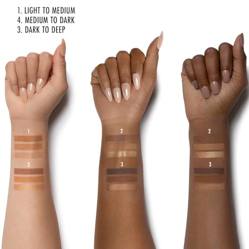 Swatches from Black Radiance palette reveal blendable tones for definition