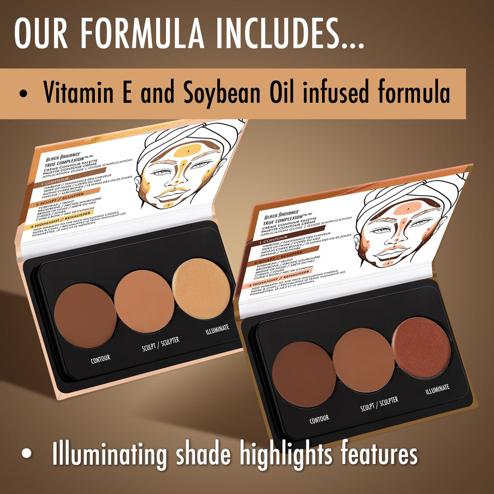 Nose contour shading from Black Radiance palette blends into skin tone for balanced definition.