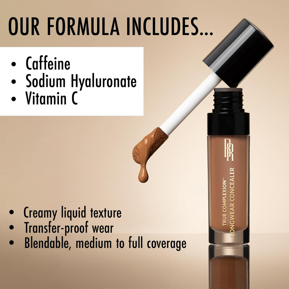 Black Radiance formula with hyaluronic acid and caffeine supports hydration.