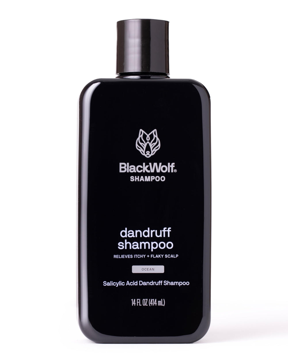 Black Wolf Champú Anticaspa, botella-vertido, limpieza suave para el cuero cabelludo.