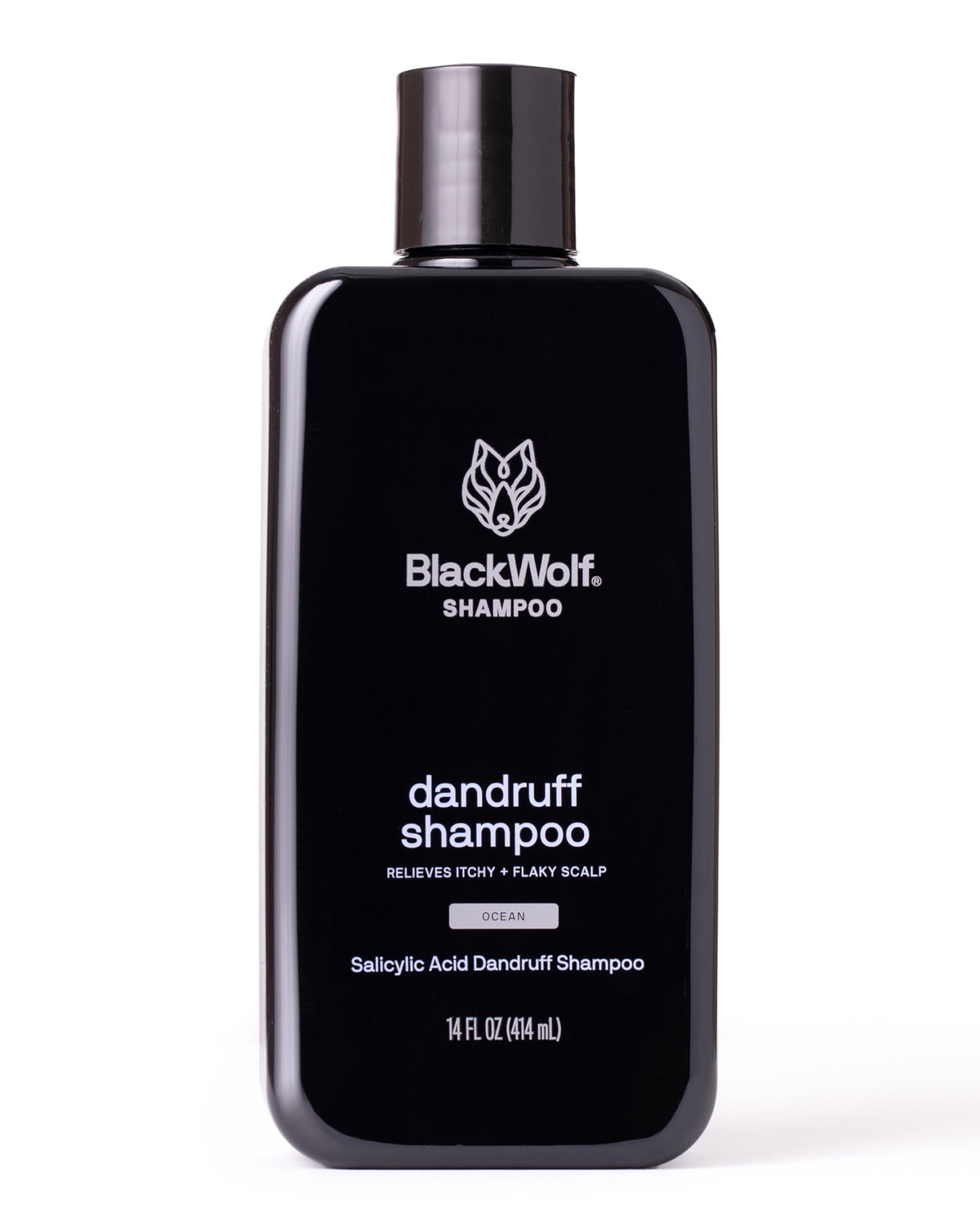 Black Wolf Champú Anticaspa, botella-vertido, limpieza suave para el cuero cabelludo.