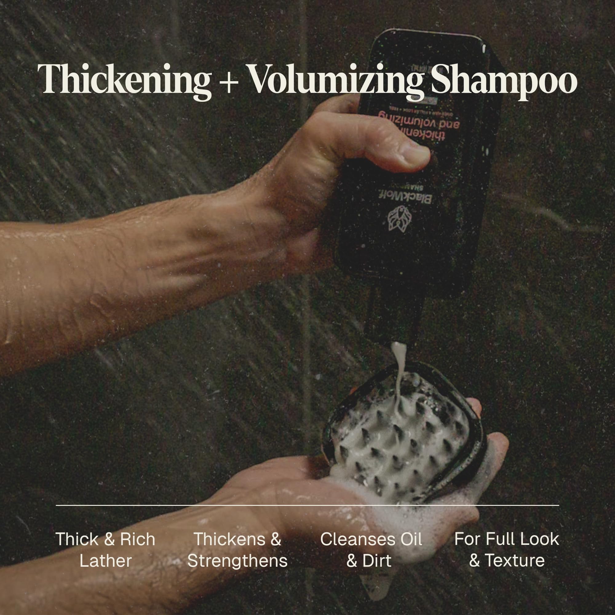 Black Wolf Champú con volumen para cabello fino y plano