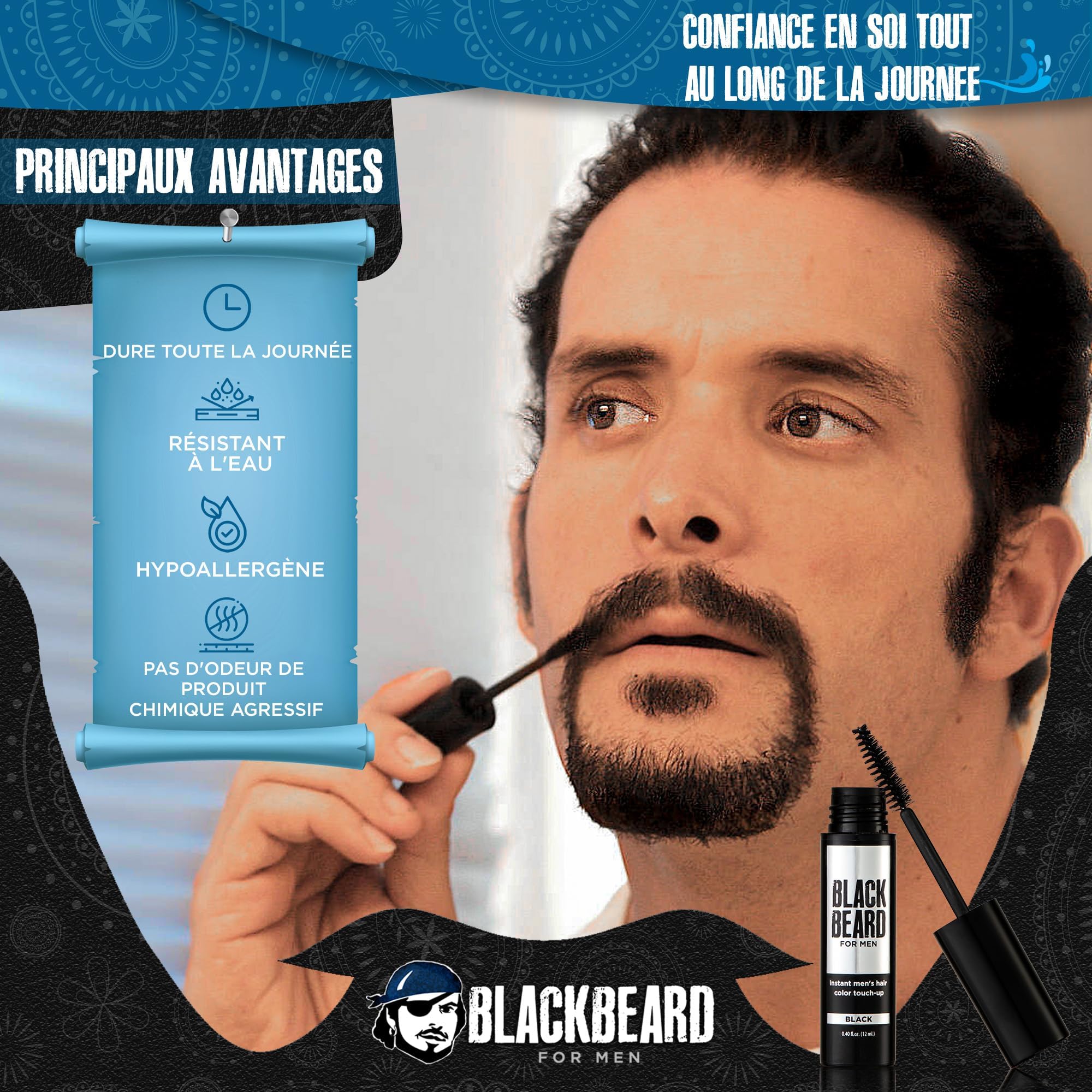 Blackbeard for Men full beard and stubble tone for natural look.
