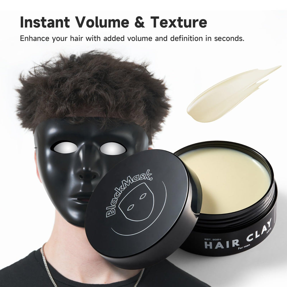 BlackMask Hair Clay delivers dense hold with low shine.