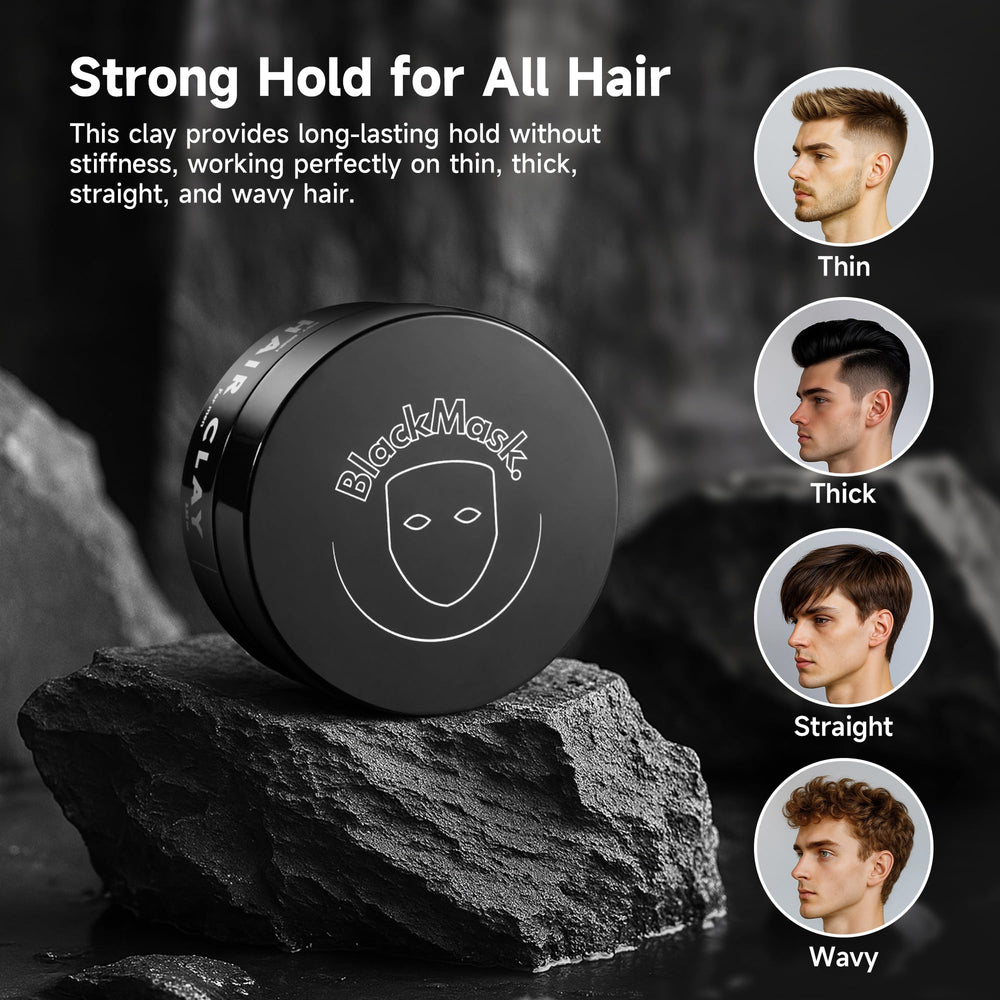 BlackMask Hair Clay ideal for short to medium hair styles.