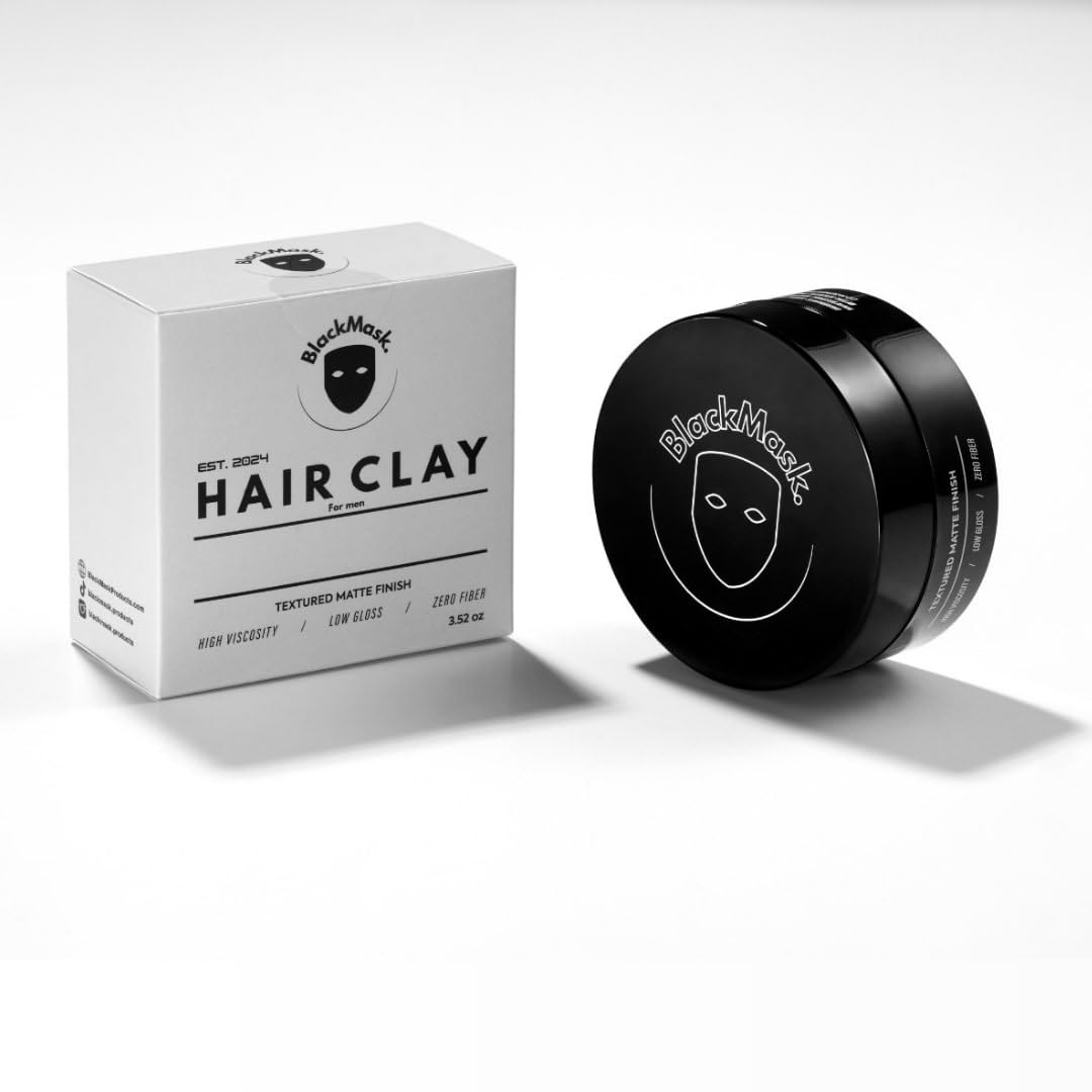 BlackMask Hair Clay applied for precise styling and texture.