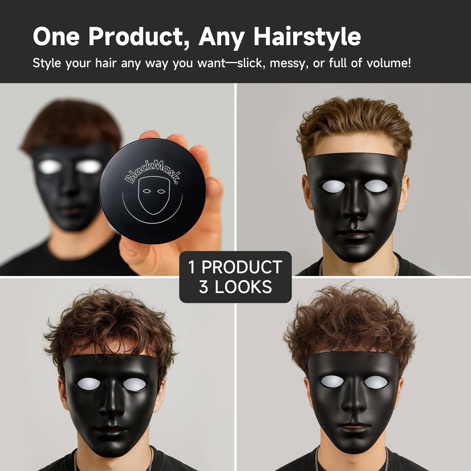 BlackMask Hair Clay adds volume and texture for fuller style.
