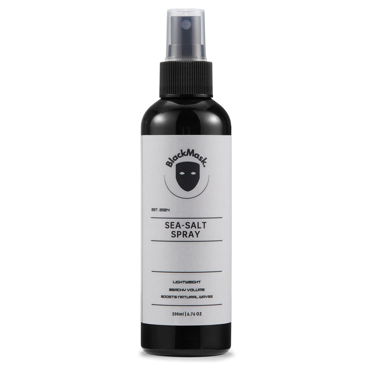BlackMask Sea Salt Spray: botella con etiqueta para uso diario y estilo natural.
